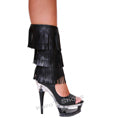 3268 Black Fringe Leather Boot Heel